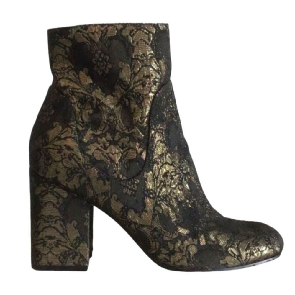 Marc Fisher Gold Black Lace Ankle Boot